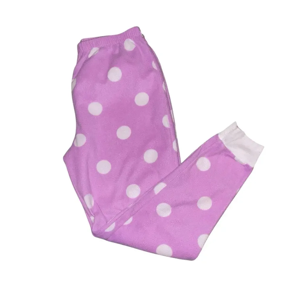 Girls 8-10 Purple & White Polka Dot Fleece Sleep Pajama Pants